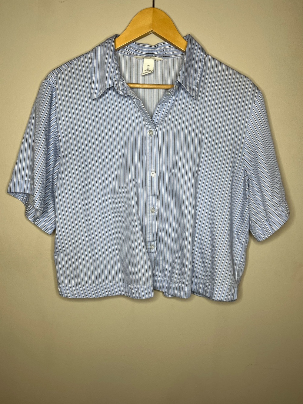H&M Blue Button Down Crop Top